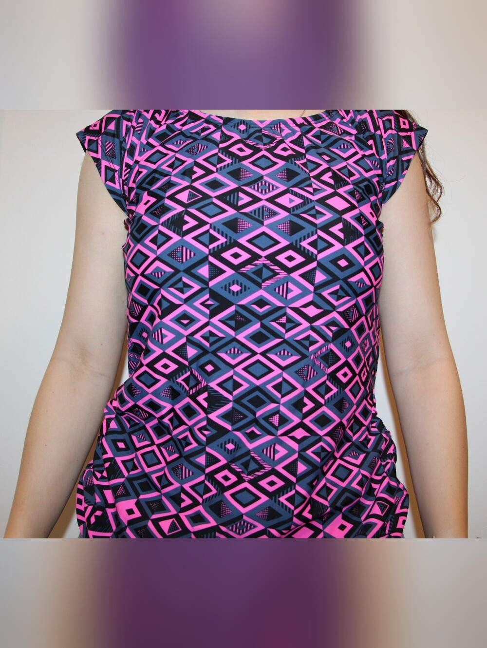 Women's Pink Patterned Swim Top